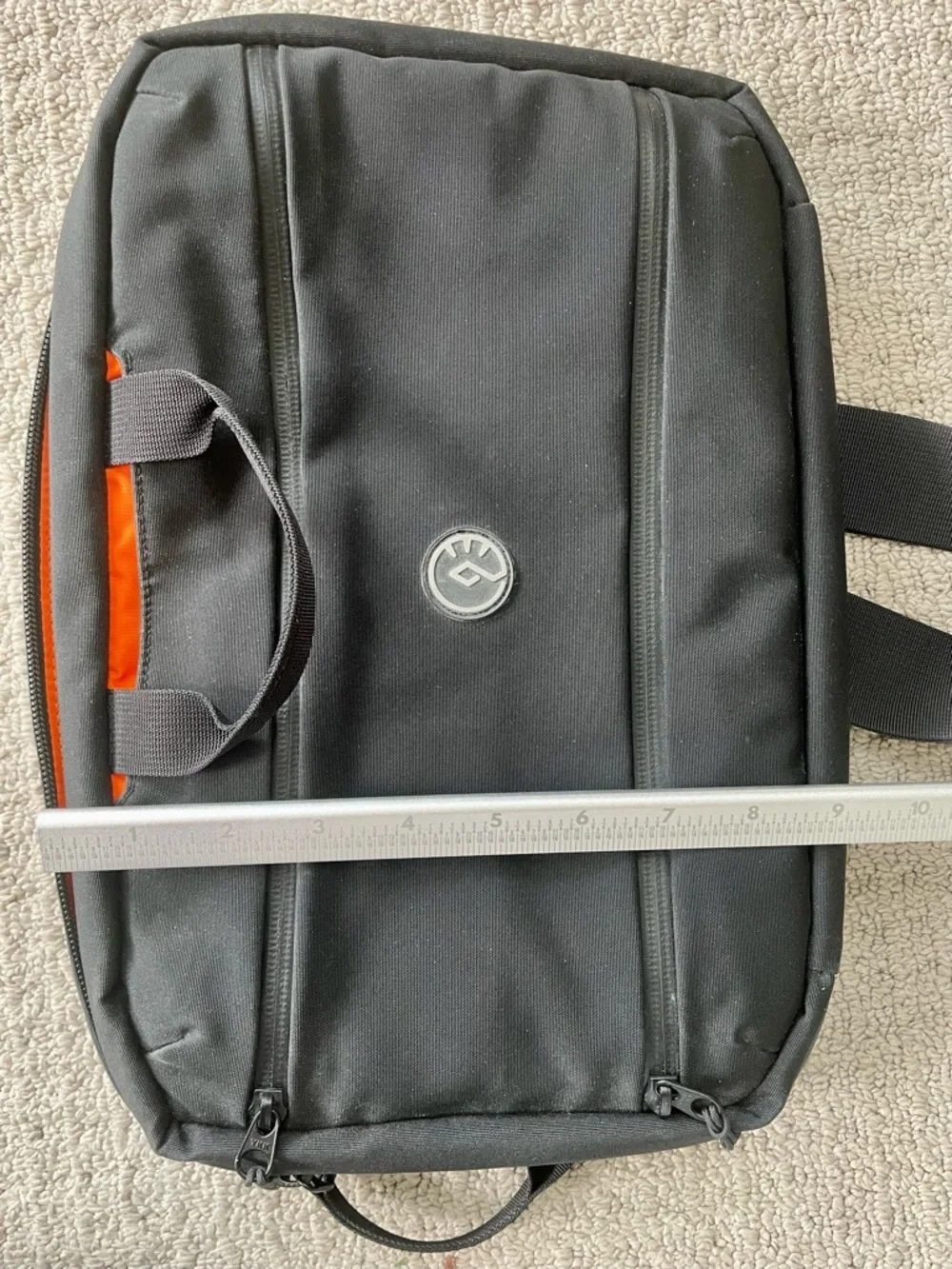 Men's Black Laptop Backpack with Orange Trim